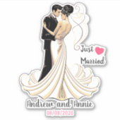 たった今結婚しましたカスタマイズ可能なカップルのシール シール (正面)