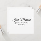たった今結婚しましたカスタマイズ、文字結婚発表 カード (正面/裏面インサイチュ)