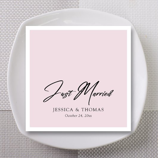 たった今結婚しましたカスタムの手が赤面の手に付いた結婚 スタンダードカクテルナプキン