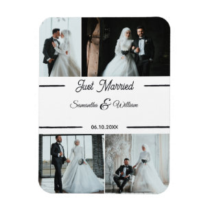 たった今結婚しましたカスタム4フォト結婚ズ マグネット