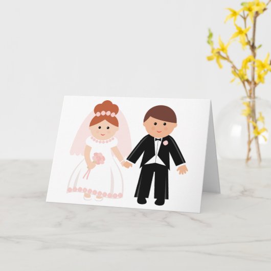 たった今結婚しましたカップルのグリーティングカード カード (黄色い花)