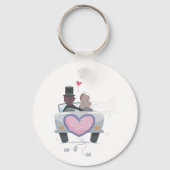 たった今結婚しましたカップルの運転オフ キーホルダー (裏面)