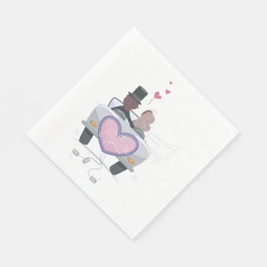 たった今結婚しましたカップルの運転オフ スタンダードランチョンナプキン (角)