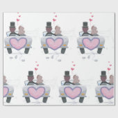 たった今結婚しましたカップルの運転オフ ラッピングペーパー (フラット)