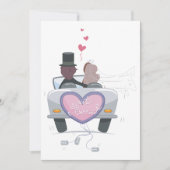 たった今結婚しましたカップルの運転オフ 招待状 (正面)