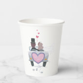 たった今結婚しましたカップルの運転オフ 紙コップ (正面)
