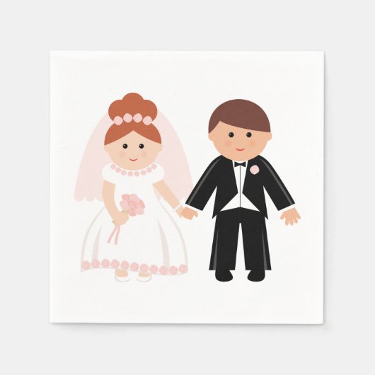 たった今結婚しましたカップル紙ナプキンス スタンダードカクテルナプキン (正面)