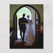 たった今結婚しましたカップル結婚教会の発表 ポストカード (正面)