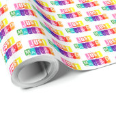 たった今結婚しましたカラフルレインボータイポグラフィパターン ラッピングペーパー (ロールコーナー)