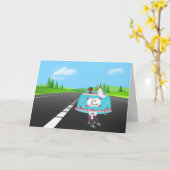 たった今結婚しましたカーオンロード カード (黄色い花)