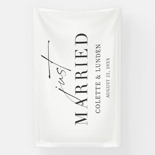 たった今結婚しましたカーバナー披露宴デコレーションC300 横断幕 (縦)