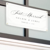 たった今結婚しましたカーバナー披露宴装飾標識 横断幕 (ビルの外側)