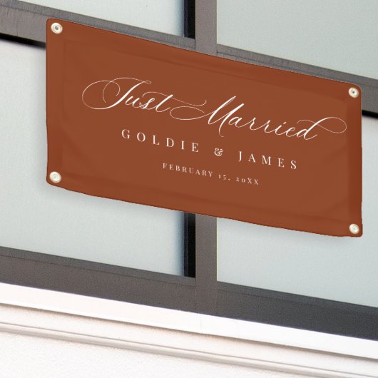 たった今結婚しましたカーバナー披露宴装飾標識 横断幕 (ビルの外側)