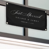 たった今結婚しましたカーバナー披露宴装飾標識 横断幕 (ビルの外側)