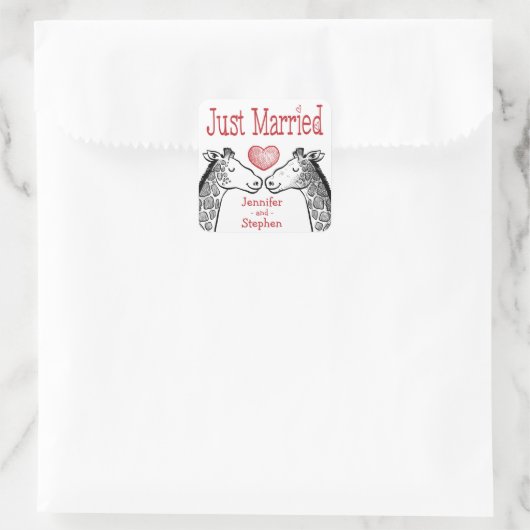 たった今結婚しましたキリン黒赤ブルゴーニュ結婚ズ スクエアシール (バッグ)