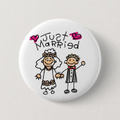 たった今結婚しましたギフト新しいギフトハネムーンギフト 缶バッジ (正面)