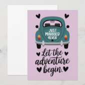 たった今結婚しましたクラシックカー結婚ズ 招待状 (正面/裏面)