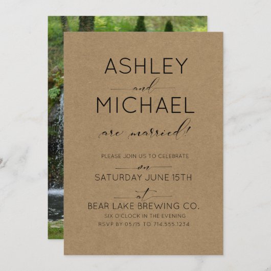 たった今結婚しましたクラフトフォトウェディングパーティー招待状 招待状 (正面/裏面)