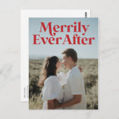 たった今結婚しましたクリスマスホリデーレッドモダン ポストカード (正面/裏面)