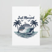 たった今結婚しましたクルージング結婚夏の夫の妻 サンキューカード (スタンド正面)