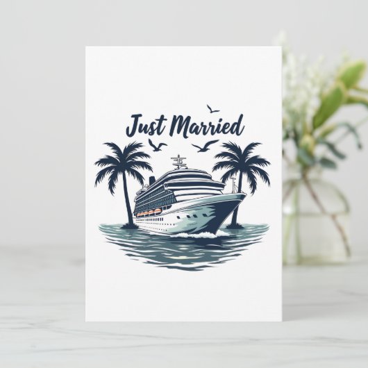 たった今結婚しましたクルージング結婚夏の夫の妻 サンキューカード (スタンド正面)