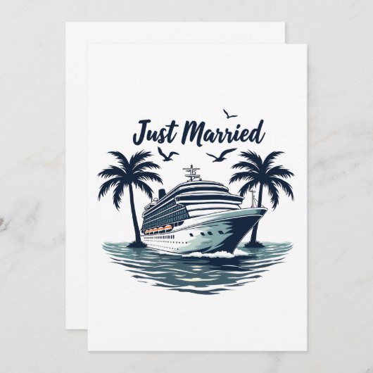 たった今結婚しましたクルージング結婚夏の夫の妻 サンキューカード (正面/裏面)