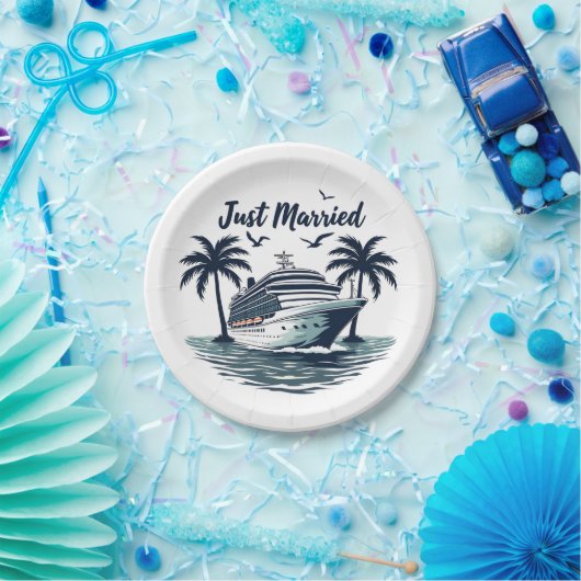 たった今結婚しましたクルージング結婚夏の夫の妻 ペーパープレート (パーティー)