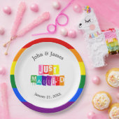 たった今結婚しましたゲイ結婚のカップルLGBTQ ペーパープレート (パーティー)