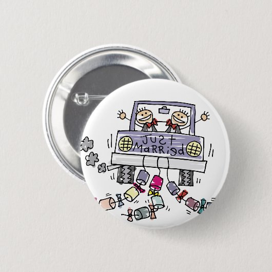 たった今結婚しましたゲイ結婚式の引き出物 缶バッジ (正面&裏面)