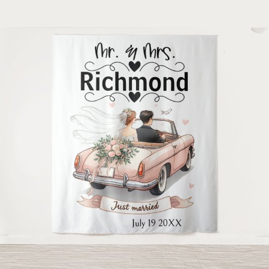 たった今結婚しましたゲタウェ結婚イの背景 タペストリー (正面)