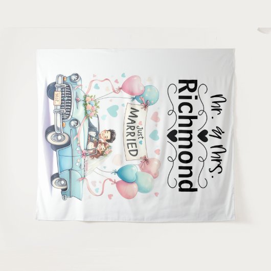 たった今結婚しましたゲタウェ結婚イの背景 タペストリー (正面(横))