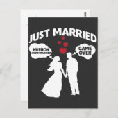 たった今結婚しましたゲームオーバー夫婦皮肉 ポストカード (正面/裏面)