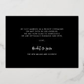 たった今結婚しましたコンテンポラリーバラ金ゴールドフォイルカード 箔招待状 (裏面)