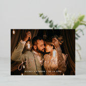 たった今結婚しましたコンテンポラリーバラ金ゴールドフォイルカード 箔招待状 (立ち正面)