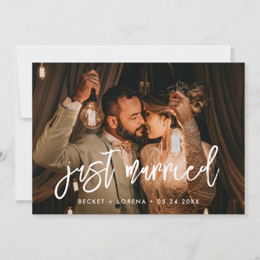 たった今結婚しましたコンテンポラリーモダン結婚の写真 案内状 (正面)