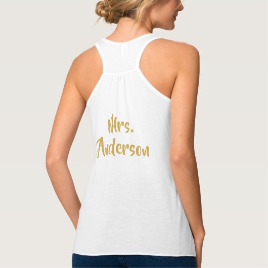 たった今結婚しましたゴールドフォイルタイポグラフィシャツ タンクトップ (裏面)