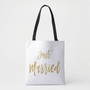 たった今結婚しましたゴールドフォイル花嫁ビーチバッグ トートバッグ