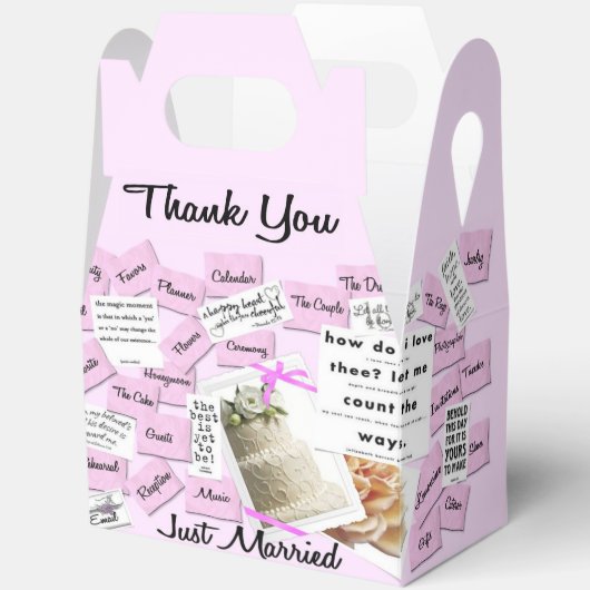 たった今結婚しましたサンキュー結婚式の引き出物箱 フェイバーボックス (見開き)