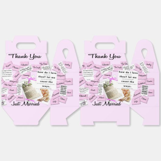 たった今結婚しましたサンキュー結婚式の引き出物箱 フェイバーボックス (見開き)