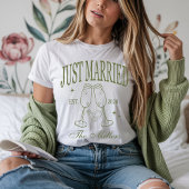 たった今結婚しましたシャカスタムツ、新郎新婦シャツ Tシャツ