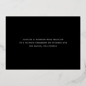 たった今結婚しましたシンプルフォイル写真の発表 箔招待状 (裏面)