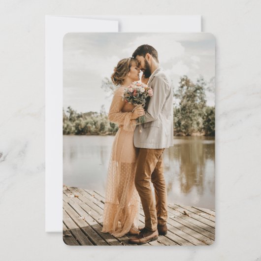 たった今結婚しましたシンプルフォトウェディングレセプション 招待状 (裏面)