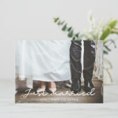たった今結婚しましたシンプル結婚の写真カード 案内状 (スタンド正面)