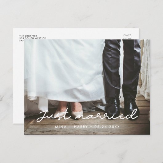 たった今結婚しましたシンプル結婚の写真 ポストカード (正面/裏面)