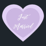たった今結婚しましたシール ハートシール<br><div class="desc">たった今結婚しましたハートシールは、ダブルハートデザインに表示される。カラーパープル&ラベンダー</div>