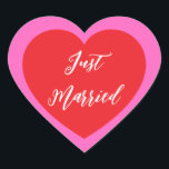 たった今結婚しましたシール ハートシール<br><div class="desc">たった今結婚しましたハートシールは、ダブルハートデザインに表示される。カラーホットピンク&レッド</div>