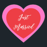 たった今結婚しましたシール ハートシール<br><div class="desc">たった今結婚しましたハートシールは、ダブルハートデザインに表示される。カラーホットピンク&レッド</div>