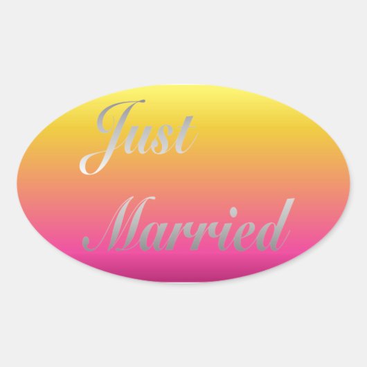 たった今結婚しましたシール 楕円形シール (正面)