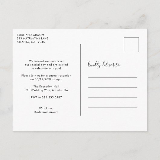 たった今結婚しましたスエレガントクリプトの写真の展開 案内ポストカード (裏面)