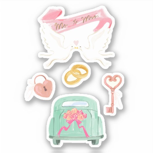 たった今結婚しましたスクラップブック作りシール シール (正面)